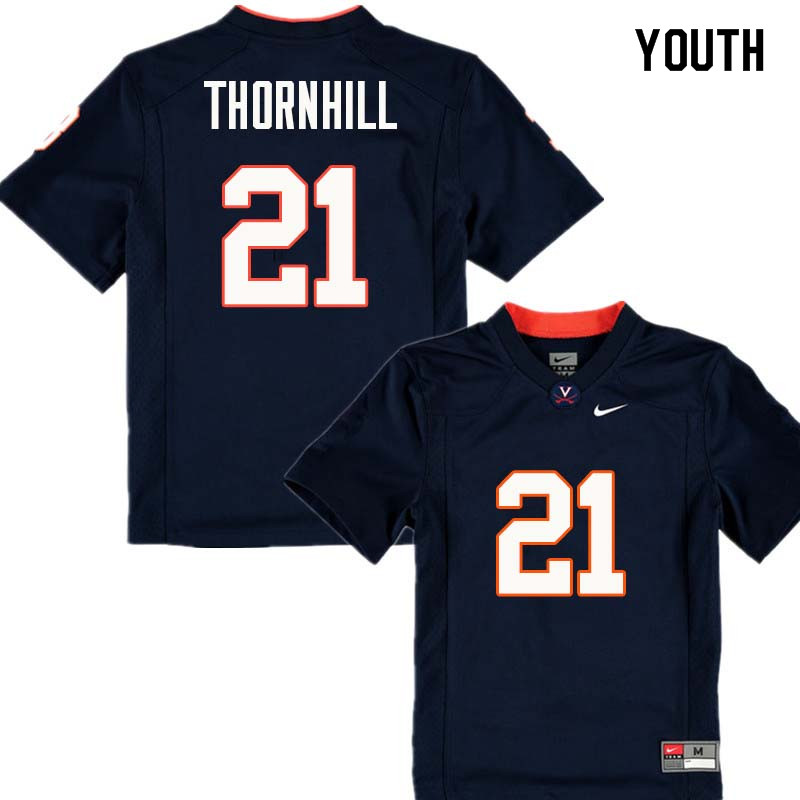 Youth #21 Juan Thornhill Virginia Cavaliers College Football Jerseys Sale-Navy